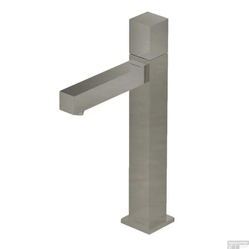 Fonteinkraan Hotbath Dude 1-knop Recht 23 cm Vierkant Geborsteld Nikkel Goedkoop