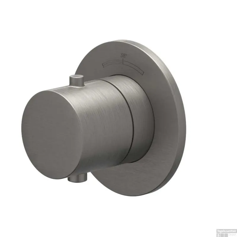 Rechtstreeks Van De Fabrikant Afbouwdeel IVY Bond Inbouwthermostaat Symmetry Met Rond Rozet Geborsteld Metal Black PVD