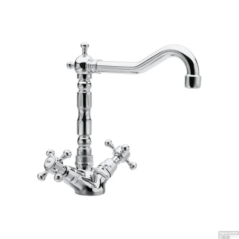 Dagaanbieding Wastafelmengkraan Sapho Antea 2-knop Uitloop Recht 24 cm Chroom (incl. clickwaste)