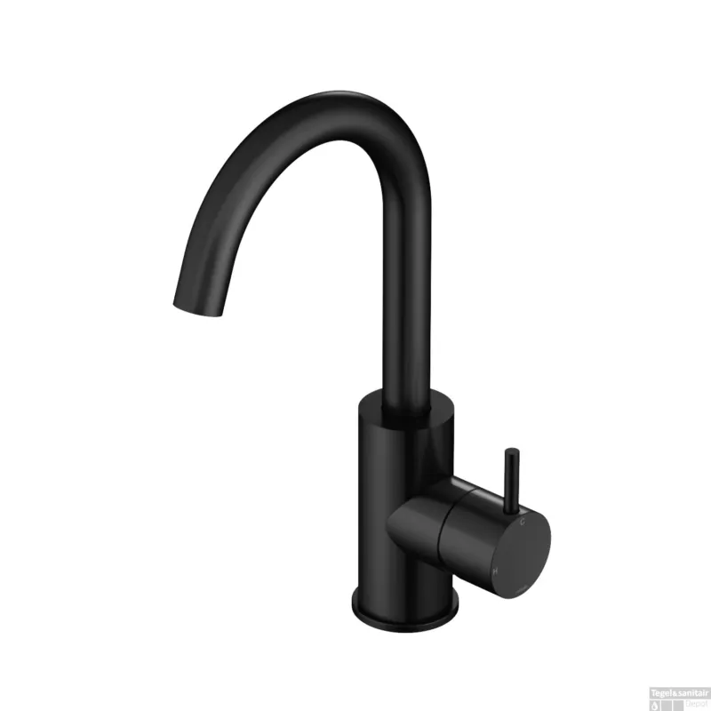 Wastafelmengkraan Hotbath Cobber 1-hendel Gebogen 27.8 cm Mat Zwart Tijdelijk Beschikbaar