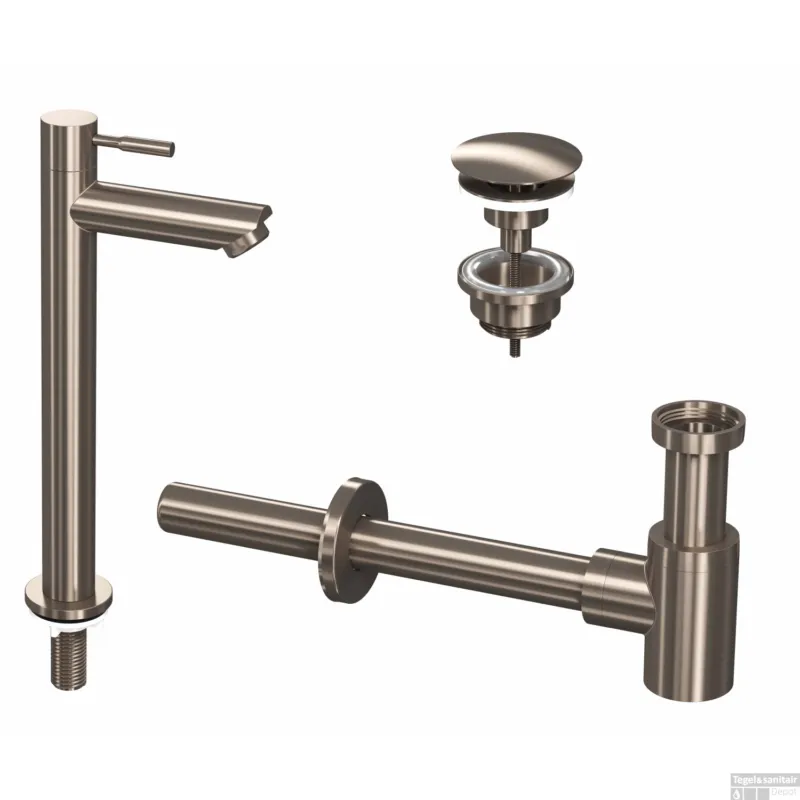 Fonteinkraanset INK Hoog Model Inclusief Waste en Design Sifon Brushed Nickel Koop Vandaag