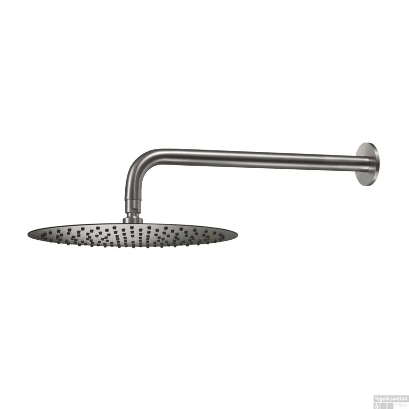 Hoofddouche Qisani Flow met wanddouchearm Ø 30 cm Geborsteld RVS Must-Have