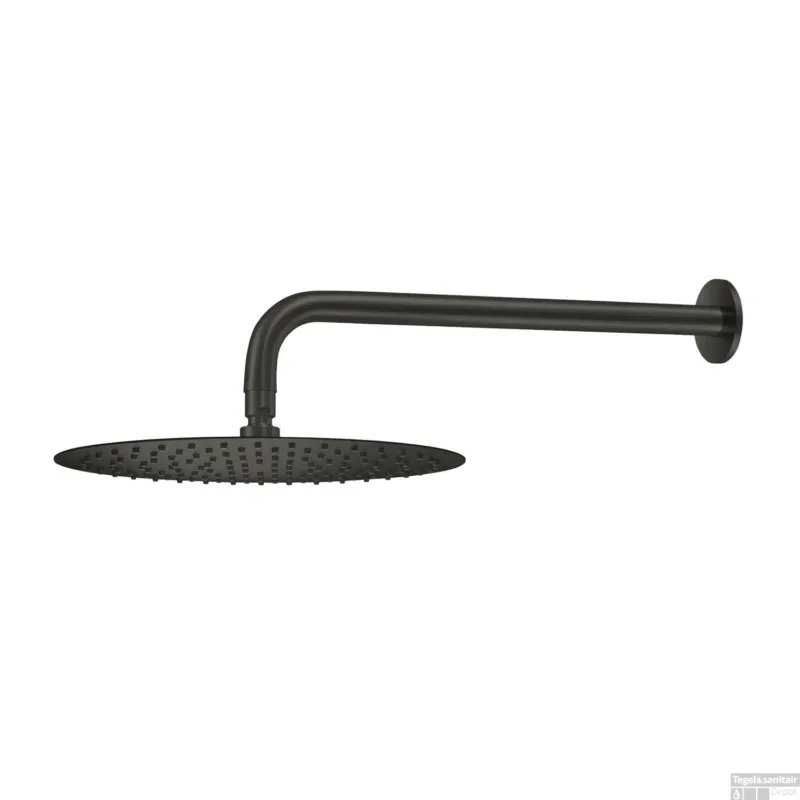 Meest Verkocht Hoofddouche Qisani Flow met wanddouchearm Ø 30 cm Geborsteld Mat Zwart