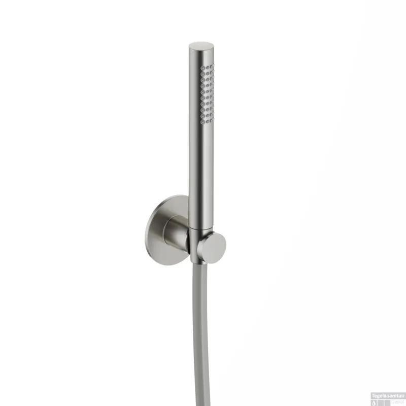 Weekendaanbieding Handdouche Hotbath Ace Met Wandsteun En Doucheslang 150cm Geborsteld Nikkel