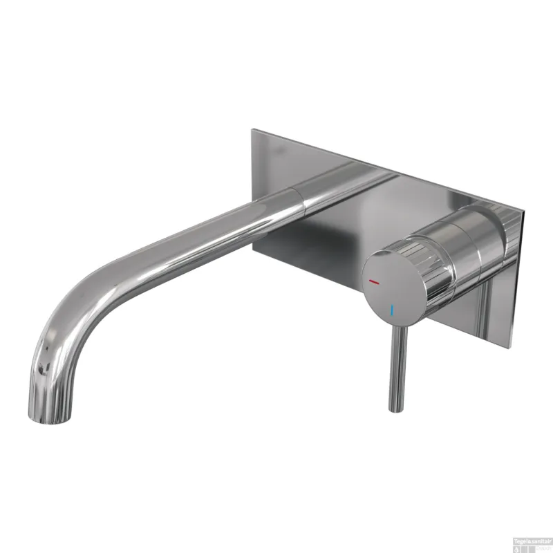 Brauer Stripe inbouw wastafelmengkraan met gebogen uitloop en afdekplaat model A1 chroom Direct Beschikbaar