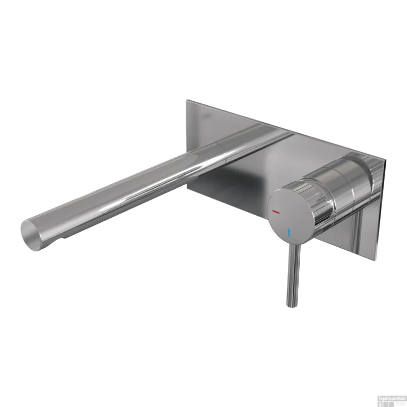 Brauer Stripe inbouw wastafelmengkraan met rechte uitloop en afdekplaat model A1 chroom Meest Verkocht