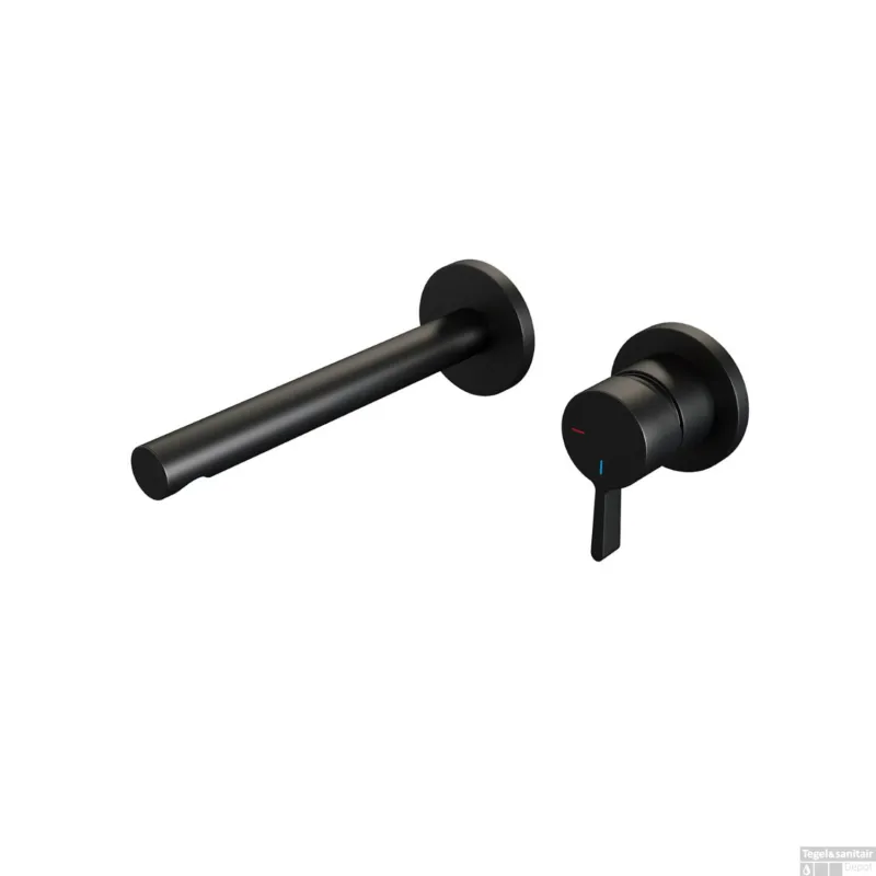 Koop Online Inbouw Wastafelmengkraan Brauer Black Edition Coldstart Rechte Uitloop Halfronde Hendel Rechts Mat Zwart Met Rozetten