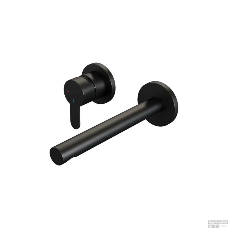 Inbouw Wastafelmengkraan Brauer Black Edition Coldstart Rechte Uitloop Korte Platte Hendel Links Mat Zwart Met Rozetten Betaalbaar