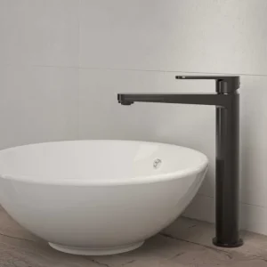 Weekendaanbieding Wastafelmengkraan MAY Forma Opbouw Model L Geborsteld Carbon Black PVD