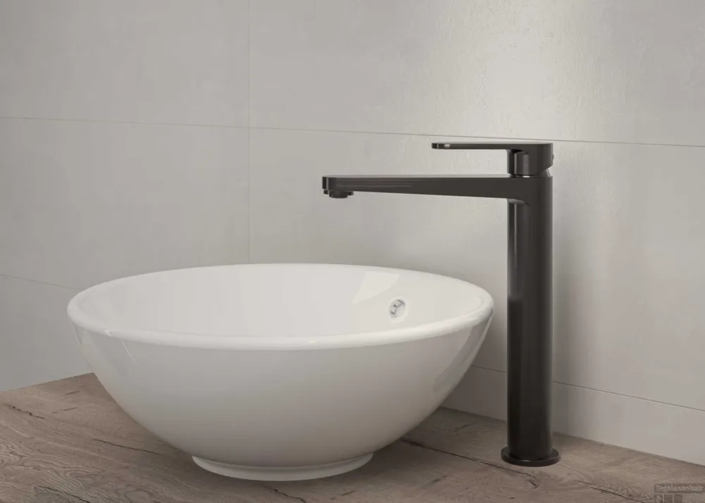 Weekendaanbieding Wastafelmengkraan MAY Forma Opbouw Model L Geborsteld Carbon Black PVD