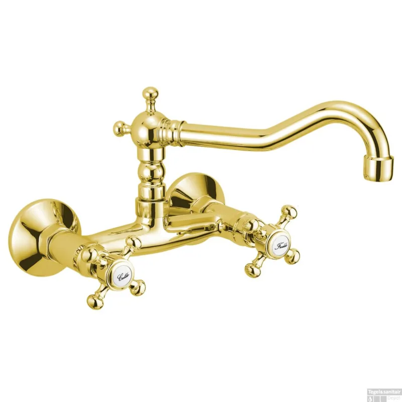 Speciale Aanbieding Wastafelkraan Muurbevestiging Mengkraan Hoog Sapho Antea Goud