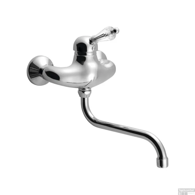 Inbouw Wastafelmengkraan Sapho Kirké 1-hendel Kristal Retro Uitloop Gebogen 20 cm Chroom Bestseller