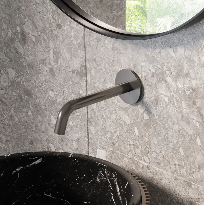 Uitloop Bad en Wastafel Hotbath Archie 15 cm Geborsteld Gunmetal PVD Exclusieve Aanbieding
