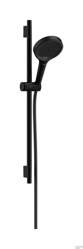 Merkproduct Hansgrohe Rainfinity doucheset 130 3jet met glijstang S Puro 65 cm, push-schuifstuk en Designflex textiel doucheslang 160 cm, mat zwart