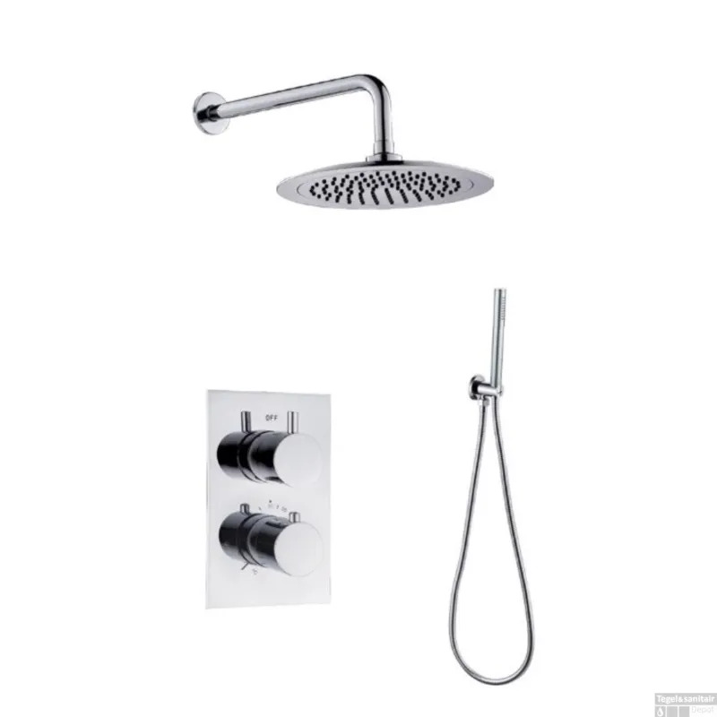 BWS Inbouw Regendouche 20cm Stortdouche met muuruitloop met handdouche Chroom Meest Verkocht