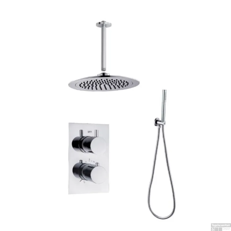 Veilige Betaling BWS Inbouw Regendouche 20cm Stortdouche Plafonduitloop met staafhanddouche Chroom