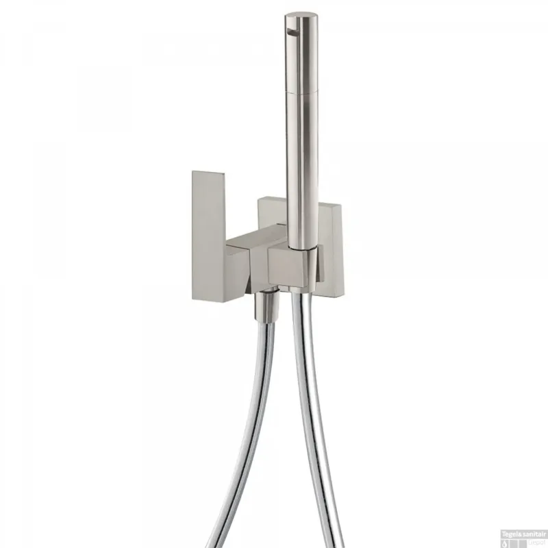 Inbouw Bidetmengkraan Tres Cuadro Exclusive met Doucheslang en Hendel RVS Merkproduct