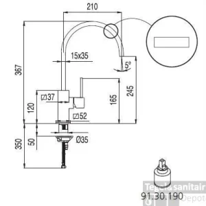 Tres keukenkraan CUADRO 130498 Fabrieksprijs