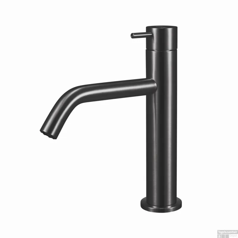 Wastafelkraan Qisani Flow Medium Geborsteld Gun Metal Finale Uitverkoop