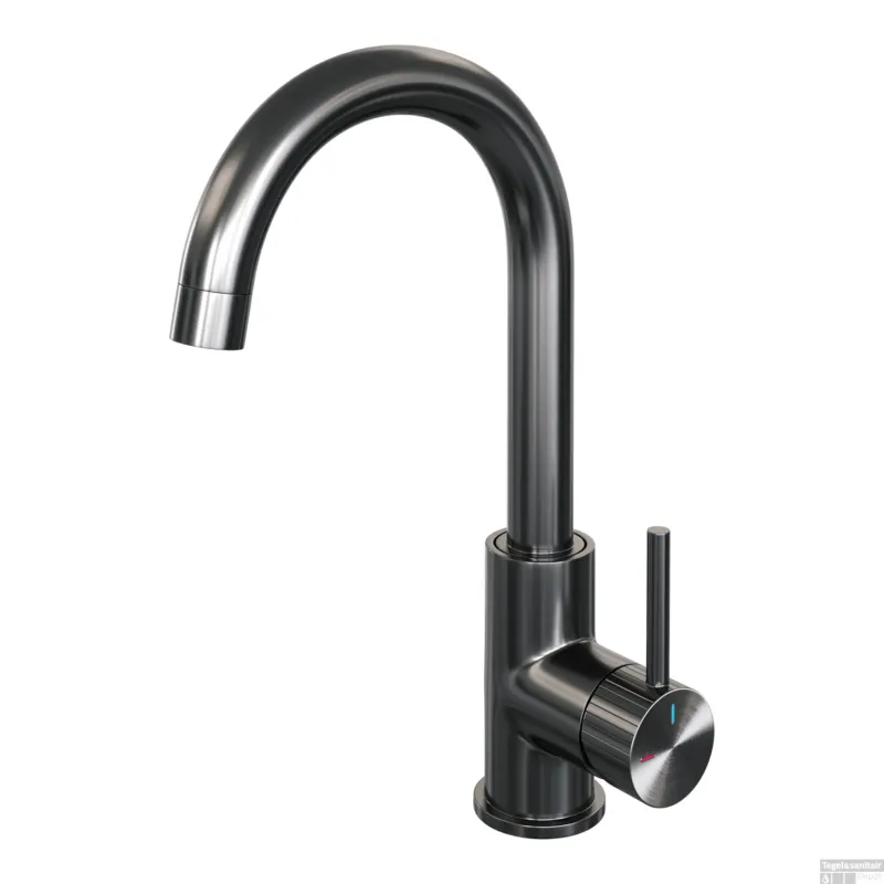 Koopje Brauer Stripe hoge opbouw wastafelmengkraan met draaibare ronde uitloop model A gunmetal geborsteld PVD