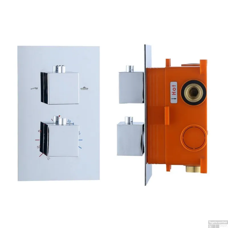 Inbouw Thermostaat Best Design Piazza met Inbouw box 2 weg 1/2 Chroom Betaalbaar