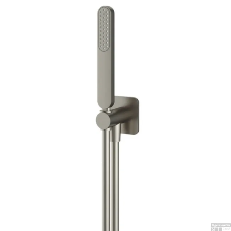 Handdouche Hotbath Gal Met Wandsteun Uitlaat Doucheslang 150 cm Geborsteld Nikkel PVD Laatste Kans