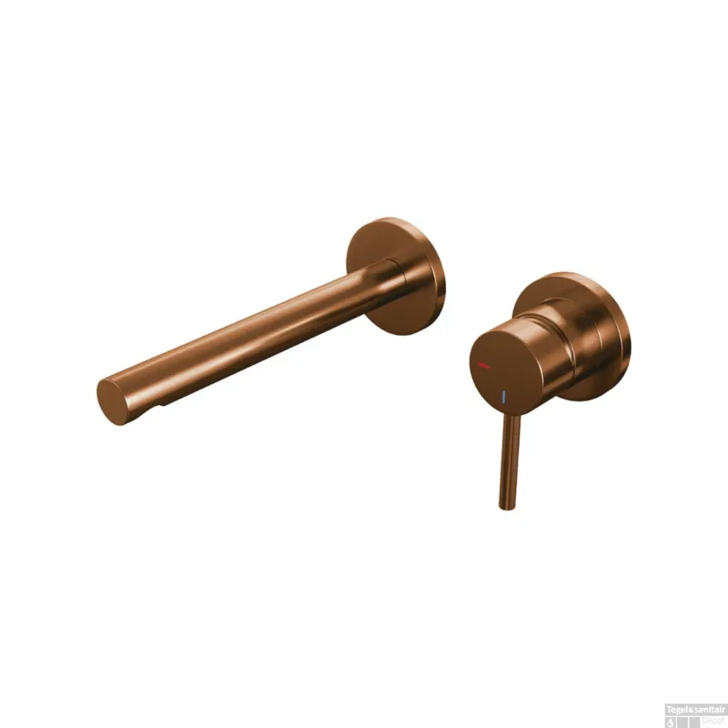 Bestseller Inbouw Wastafelmengkraan Brauer Copper Edition Coldstart Rechte Uitloop Ronde Hendel Rechts Geborsteld Koper PVD Met Rozetten