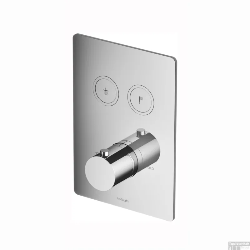 Superprijs Douchethermostaat Hotbath Cobber Inbouw 2 Pushbuttons Vierkant Chroom (excl. inbouwdeel)