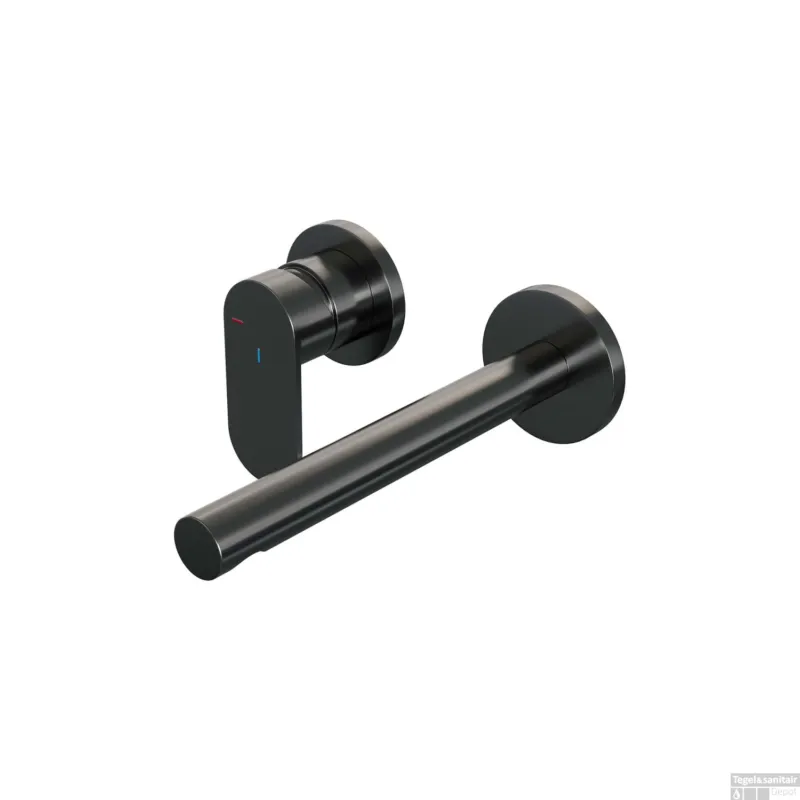 Inbouw Wastafelmengkraan Brauer Gunmetal Edition Coldstart Rechte Uitloop Platte Hendel Links Geborsteld Gunmetal PVD Met Rozetten Direct Verzonden