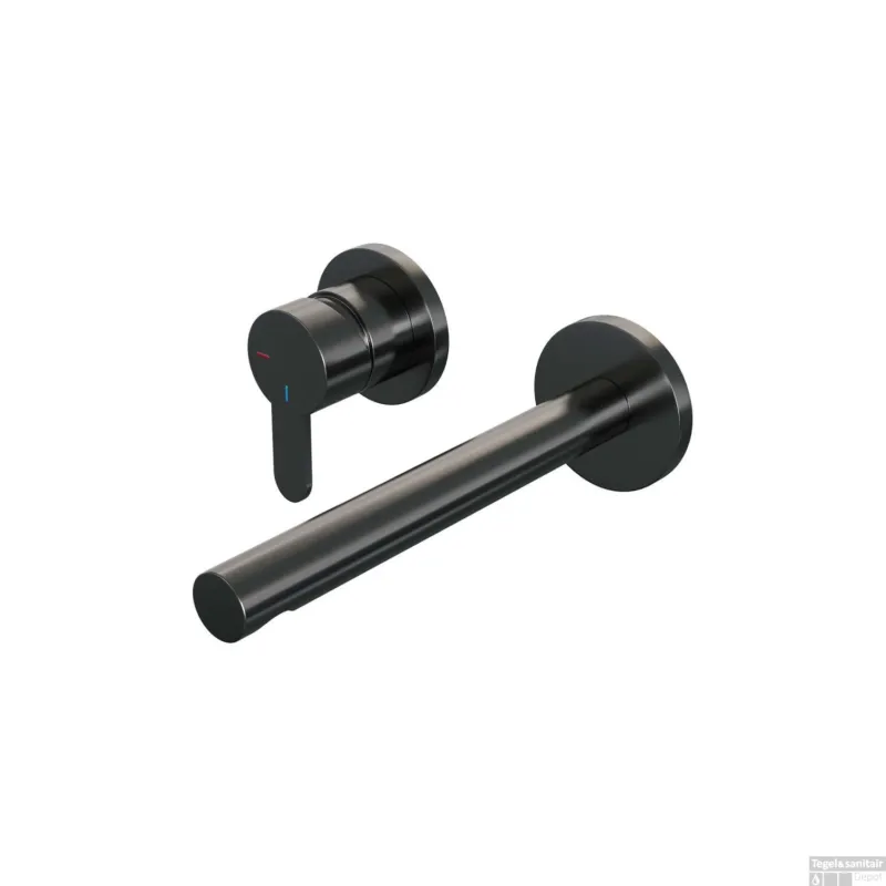 Gereduceerde Prijs Inbouw Wastafelmengkraan Brauer Gunmetal Edition Coldstart Rechte Uitloop Korte Platte Hendel Links Geborsteld Gunmetal PVD Met Rozetten