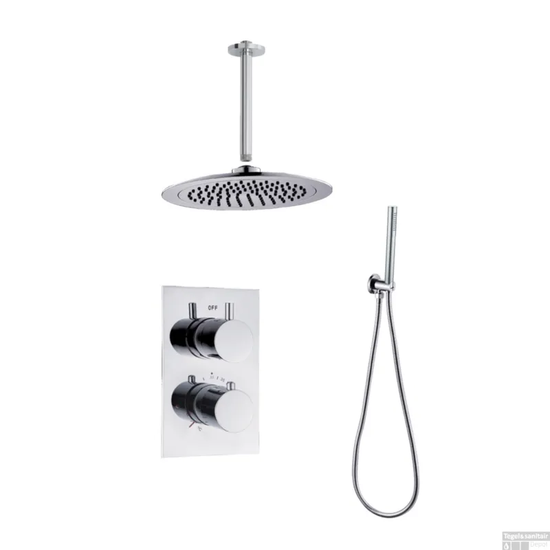 BWS Inbouw Regendouche 30cm Stortdouche Plafonduitloop met staafhanddouche Chroom Nu Kopen