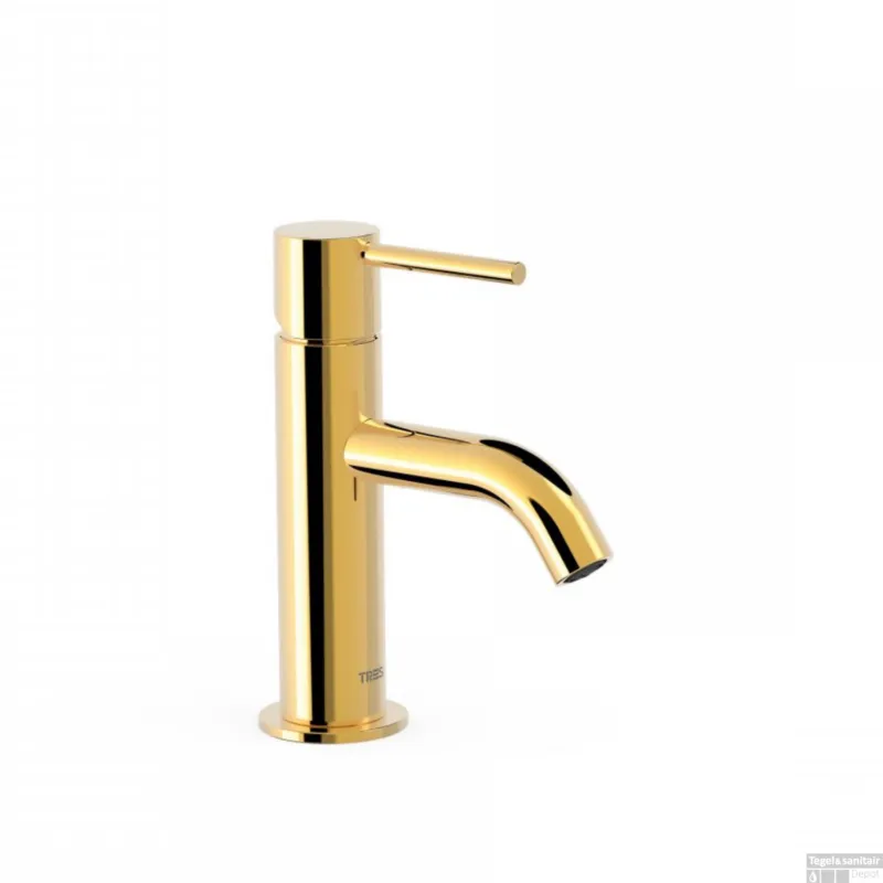 Direct Verzonden Wastafelmengkraan Tres Study Exclusive 17,5 cm Hendel Rond Goud