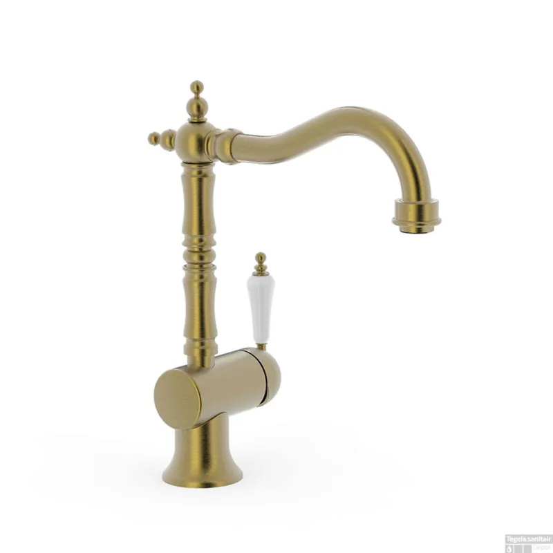Wastafelmengkraan Tres Classic RVS 1 Hendel Verouderd Messing Mat Laatste Versie