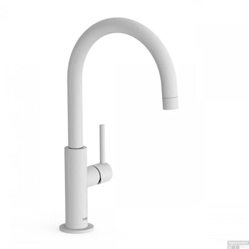 Wastafelmengkraan Tres Study Exclusive 32,4 cm met Hendel Uitloop Gebogen Rond Mat Wit Hete Deal