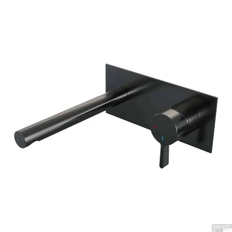 Inbouw Wastafelmengkraan Brauer Gunmetal Edition Coldstart Rechte Uitloop Halfronde Hendel Rechts Geborsteld Gunmetal PVD Met Afdekplaat Beste Prijs
