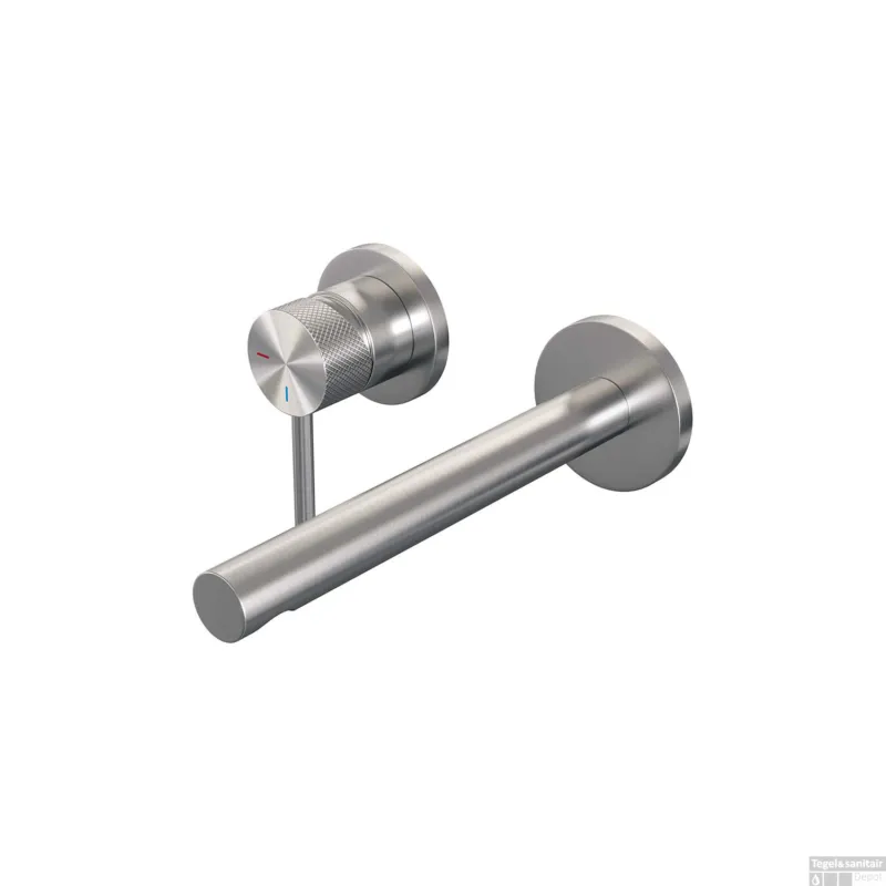 Favoriet Inbouw Wastafelmengkraan Brauer Brushed Carving Coldstart Rechte Uitloop Ronde Hendel Links Geborsteld RVS PVD Met Rozetten