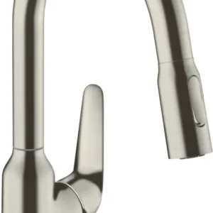 Hansgrohe Focus M42 ééngreeps keukenmengkraan 180 met uittrekbare vuistdouche, 2 straalsoorten, rvs look Beperkte Voorraad