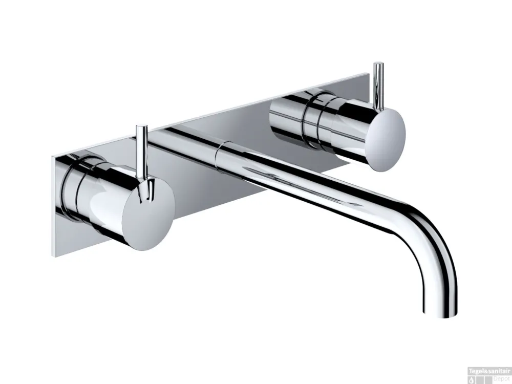 Snelle Levering Wastafelmengkraan Hotbath Cobber Inbouw 2-hendel Met Achterplaat Gebogen 18 cm Chroom