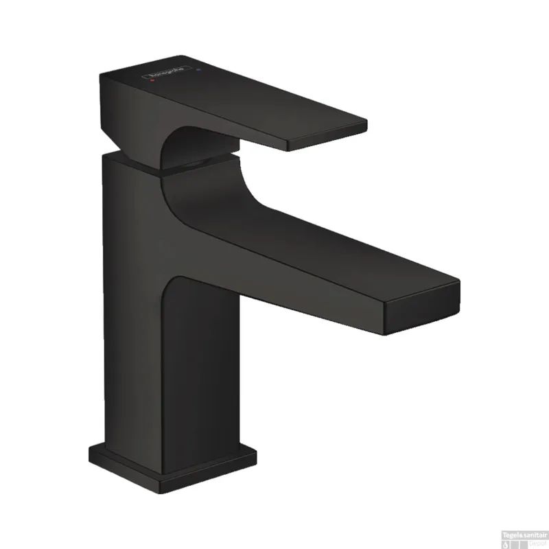 Fonteinkraan Metropol HansGrohe Eengreeps 100 met Rechte Greep en Push-Open Afvoer Mat Zwart Merkproduct