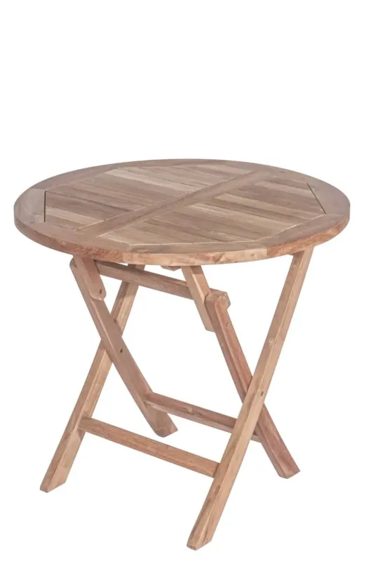 Seizoensaanbieding Teak Houten Klaptafel | Rond | Ø 80 Inklapbare Tuintafel