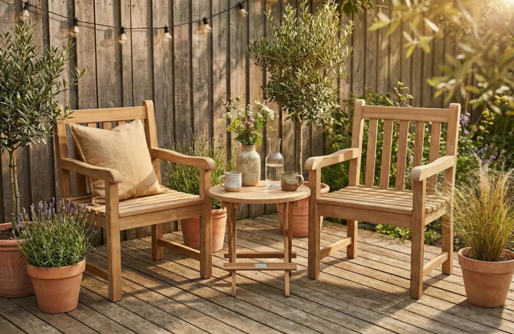 Hete Deal Balkony tuinset | Rond klaptafeltje met 2 Windsor Tuinstoelen