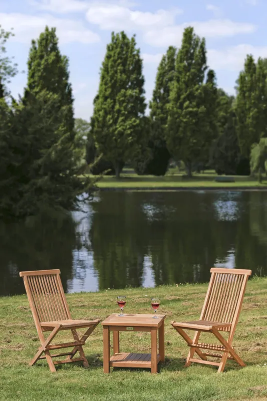 Terrace Tuinset | Tuin tuintafel met onderblad + 2 vouwstoelen Meest Verkocht