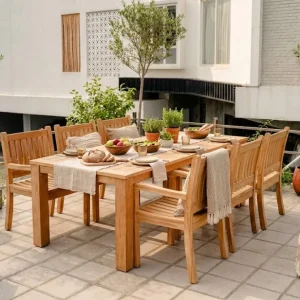 Aanbieding Teakea Nelson Tuintafel Teakhout (220x100 cm) | Massief & RVS | 6-Persoons