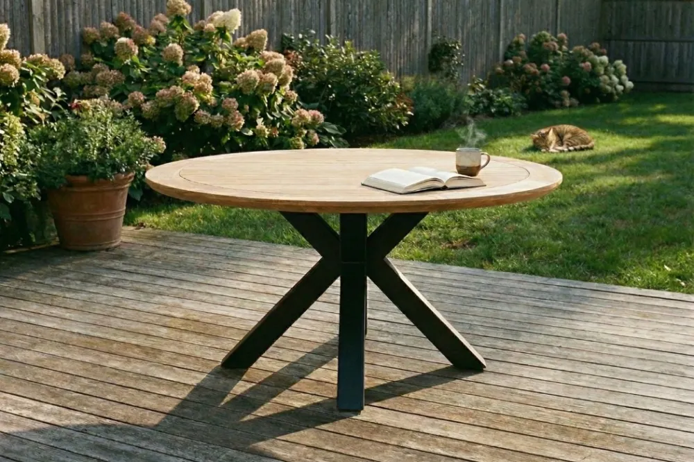 Favoriet Talo Industriele tuintafel met matrixpoot | 150x150x75