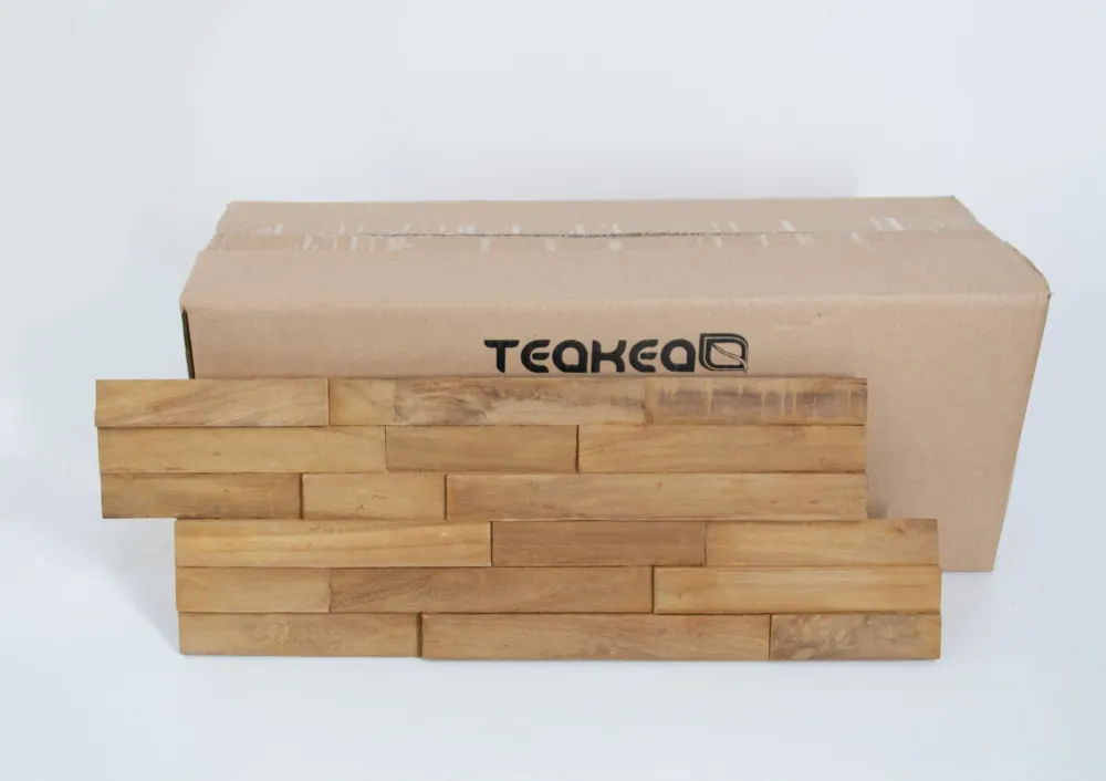 10 panelen Teak plakhout | Naturel Teak Wandpanelen per 1 doos Lage Kosten