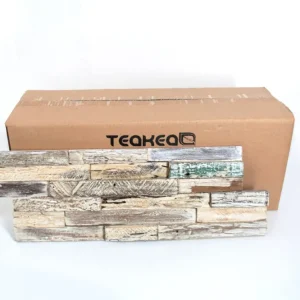 10 panelen Teak plakhout | Whitewash | 1 doos | 3d Panelen 1 m2 Beperkte Voorraad
