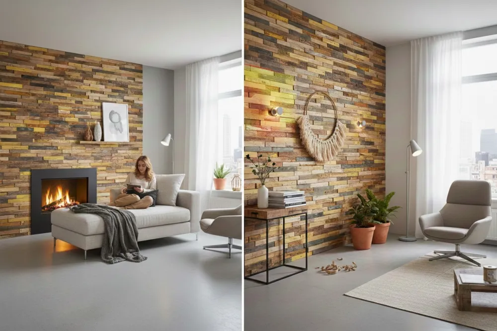 Bohemian teak plakhout 3D wandpanelen doos 10 stuks FSC Hete Deal
