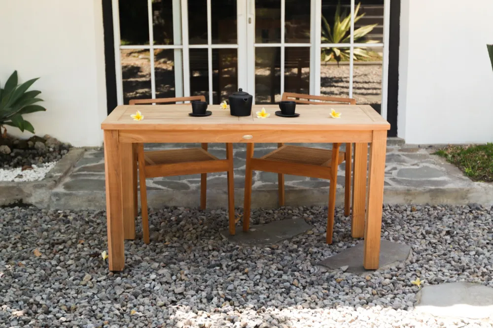 Hoge Kwaliteit Teak Tuintafel | 140x60x75 | Balkon Bistro Tafel Teakhout