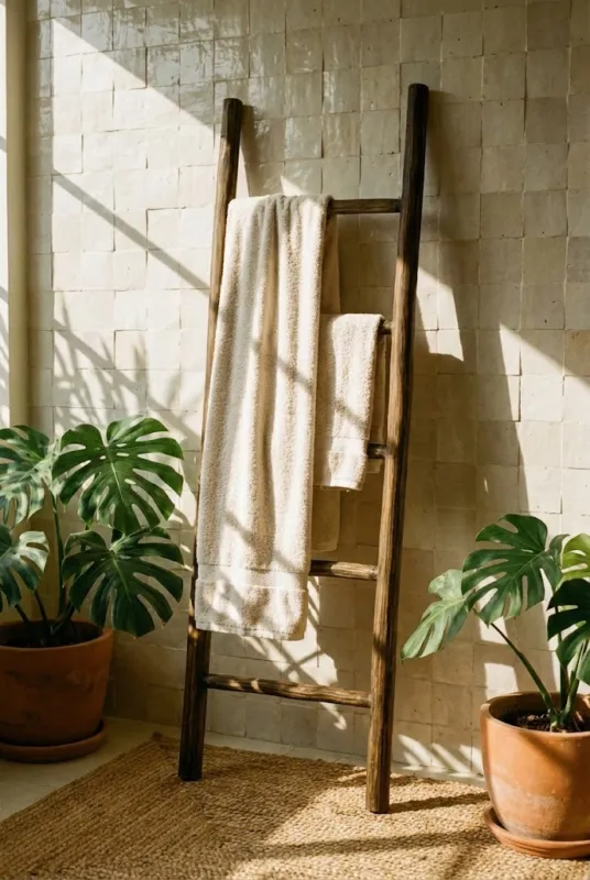 Teakhouten Decoratieladder Rustiek Bruin - FSC Massief - 175x50cm Hoge Kwaliteit