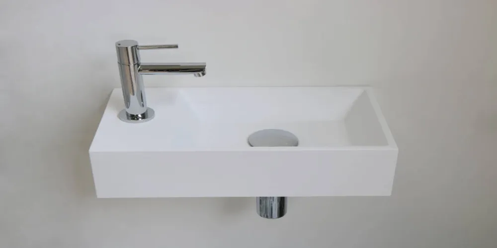 Voordeelprijs Contra Waskom | Kraanplateau Rechts | Polystone Mat Wit | 0 Kraangaten